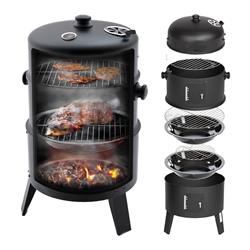 Upright Outdoor BBQ Smoker Charcoal Barbecue Grill Garden Cooker Patio Drum Oven