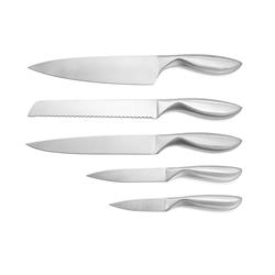 5Piece Cutlery Set with Block, Stainless Steel